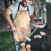 Hawaii Peach Palaka Apron With Tapa Pattern Tropical Flowers LT05 - Polynesian Pride