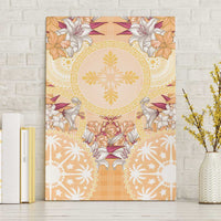 Hawaii Peach Palaka Canvas Wall Art With Tapa Pattern Tropical Flowers LT05 Without Frame Peach - Polynesian Pride