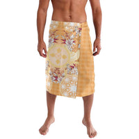 Hawaii Peach Palaka Lavalava With Tapa Pattern Tropical Flowers - Polynesian Pride