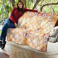 Hawaii Peach Palaka Quilt With Tapa Pattern Tropical Flowers - Polynesian Pride