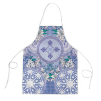 Hawaii Violet Palaka Apron With Tapa Pattern Tropical Flowers LT05 Violet - Polynesian Pride