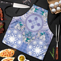 Hawaii Violet Palaka Apron With Tapa Pattern Tropical Flowers LT05 Violet - Polynesian Pride