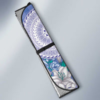 Hawaii Violet Palaka Auto Sun Shade With Tapa Pattern Tropical Flowers - Polynesian Pride