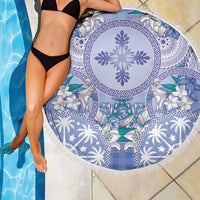 Hawaii Violet Palaka Beach Blanket With Tapa Pattern Tropical Flowers LT05 - Polynesian Pride