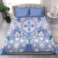 Hawaii Violet Palaka Bedding Set With Tapa Pattern Tropical Flowers - Polynesian Pride