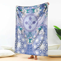 Hawaii Violet Palaka Blanket With Tapa Pattern Tropical Flowers - Polynesian Pride