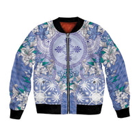 Hawaii Violet Palaka Bomber Jacket With Tapa Pattern Tropical Flowers LT05 Unisex Violet - Polynesian Pride