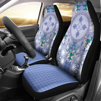 Hawaii Violet Palaka Car Seat Cover With Tapa Pattern Tropical Flowers - Polynesian Pride