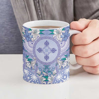 Hawaii Violet Palaka Ceramic Mug With Tapa Pattern Tropical Flowers LT05 - Polynesian Pride