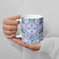 Hawaii Violet Palaka Ceramic Mug With Tapa Pattern Tropical Flowers LT05 - Polynesian Pride