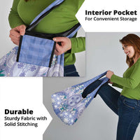 Hawaii Violet Palaka Grocery Bag With Tapa Pattern Tropical Flowers - Polynesian Pride