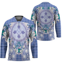 Hawaii Violet Palaka Hockey Jersey With Tapa Pattern Tropical Flowers LT05 - Polynesian Pride