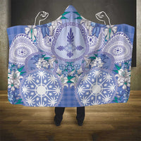 Hawaii Violet Palaka Hooded Blanket With Tapa Pattern Tropical Flowers - Polynesian Pride