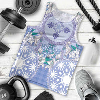 Hawaii Violet Palaka Men Tank Top With Tapa Pattern Tropical Flowers - Polynesian Pride