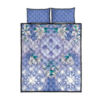 Hawaii Violet Palaka Quilt Bed Set With Tapa Pattern Tropical Flowers - Polynesian Pride