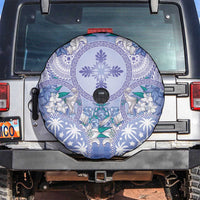Hawaii Violet Palaka Spare Tire Cover With Tapa Pattern Tropical Flowers - Polynesian Pride