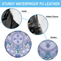 Hawaii Violet Palaka Spare Tire Cover With Tapa Pattern Tropical Flowers - Polynesian Pride