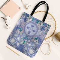 Hawaii Violet Palaka Tote Bag With Tapa Pattern Tropical Flowers - Polynesian Pride