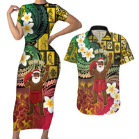 Vanuatu Christmas Couples Matching Short Sleeve Bodycon Dress and Hawaiian Shirt Ni-Van Santa Retro Style - Polynesian Pride
