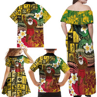 Vanuatu Christmas Family Matching Off Shoulder Maxi Dress and Hawaiian Shirt Ni-Van Santa Retro Style - Polynesian Pride