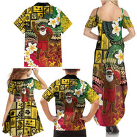 Vanuatu Christmas Family Matching Summer Maxi Dress and Hawaiian Shirt Ni-Van Santa Retro Style - Polynesian Pride