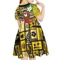 Vanuatu Christmas Kid Short Sleeve Dress Ni-Van Santa Retro Style - Polynesian Pride
