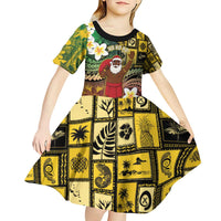 Vanuatu Christmas Kid Short Sleeve Dress Ni-Van Santa Retro Style - Polynesian Pride
