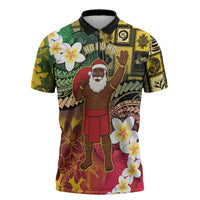 Vanuatu Christmas Zipper Polo Shirt Ni-Van Santa Retro Style LT05 Colorful - Polynesian Pride