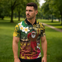 Vanuatu Christmas Zipper Polo Shirt Ni-Van Santa Retro Style LT05 - Polynesian Pride
