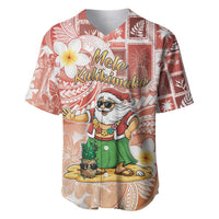Hawaii Mele Kalikimaka Baseball Jersey Hula Santa Retro Style Red - Polynesian Pride