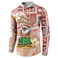 Hawaii Mele Kalikimaka Button Sweatshirt Hula Santa Retro Style Red - Polynesian Pride
