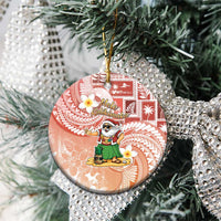 Hawaii Mele Kalikimaka Ceramic Ornament Hula Santa Retro Style Red - Polynesian Pride
