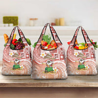 Hawaii Mele Kalikimaka Grocery Bag Hula Santa Retro Style Red LT05 3-pack One Size Red - Polynesian Pride