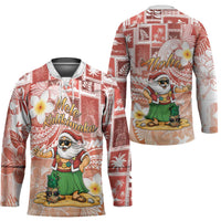 Hawaii Mele Kalikimaka Hockey Jersey Hula Santa Retro Style Red LT05 - Polynesian Pride