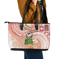Hawaii Mele Kalikimaka Leather Tote Bag Hula Santa Retro Style Red LT05 - Polynesian Pride