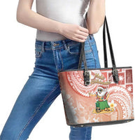 Hawaii Mele Kalikimaka Leather Tote Bag Hula Santa Retro Style Red LT05 - Polynesian Pride