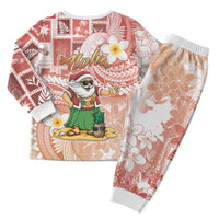 Hawaii Mele Kalikimaka Christmas Pajama Set Hula Santa Retro Style Red - Polynesian Pride