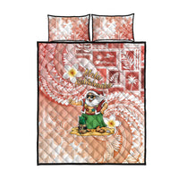 Hawaii Mele Kalikimaka Quilt Bed Set Hula Santa Retro Style Red - Polynesian Pride