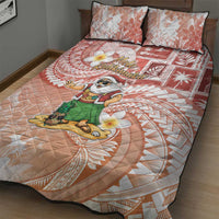 Hawaii Mele Kalikimaka Quilt Bed Set Hula Santa Retro Style Red - Polynesian Pride