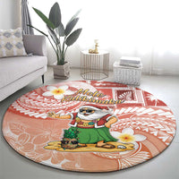Hawaii Mele Kalikimaka Round Carpet Hula Santa Retro Style Red - Polynesian Pride