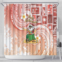 Hawaii Mele Kalikimaka Shower Curtain Hula Santa Retro Style Red - Polynesian Pride