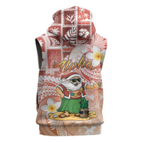 Hawaii Mele Kalikimaka Sleeveless Zip Hoodie Hula Santa Retro Style Red LT05 - Polynesian Pride