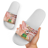 Hawaii Mele Kalikimaka Slide Sandals Hula Santa Retro Style Red LT05 - Polynesian Pride