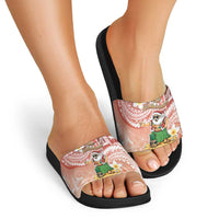 Hawaii Mele Kalikimaka Slide Sandals Hula Santa Retro Style Red LT05 - Polynesian Pride