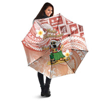 Hawaii Mele Kalikimaka Umbrella Hula Santa Retro Style Red - Polynesian Pride