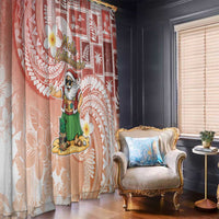 Hawaii Mele Kalikimaka Window Curtain Hula Santa Retro Style Red - Polynesian Pride