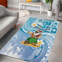 Hawaii Mele Kalikimaka Area Rug Hula Santa Retro Style Blue - Polynesian Pride