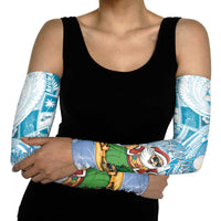 Hawaii Mele Kalikimaka Arm Sleeves Hula Santa Retro Style Blue LT05 - Polynesian Pride