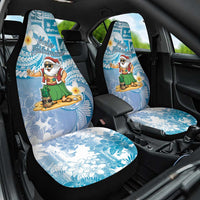 Hawaii Mele Kalikimaka Car Seat Cover Hula Santa Retro Style Blue - Polynesian Pride