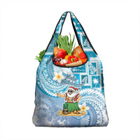 Hawaii Mele Kalikimaka Grocery Bag Hula Santa Retro Style Blue - Polynesian Pride